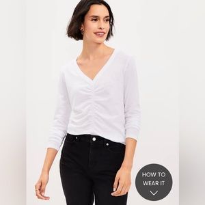 LOFT NWT Women's V-Neck Cinched Sleeve Top
